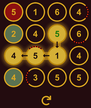 intermediate game board state with a dead-end